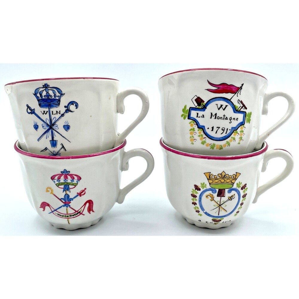 Saint-Amand Ça Ira France French Revolution Tea Cups Patriotic SET OF 4